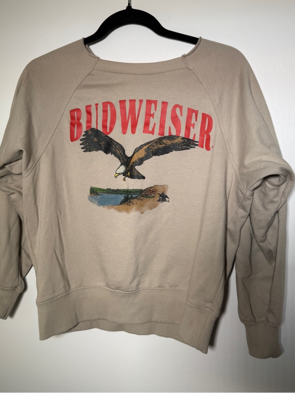 Budweiser Women's Tan Graphic Crewneck Sweatshirt XS
